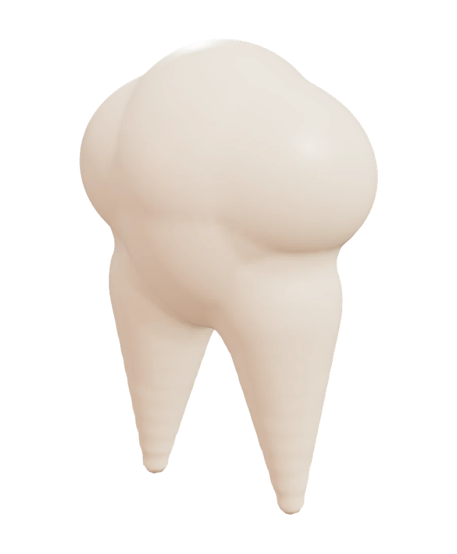 Stylised ivory molar above a sand stage, framed by a terracotta arch.